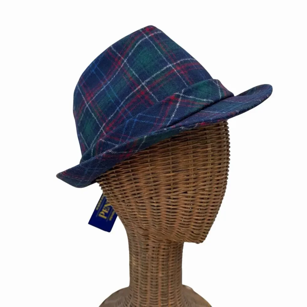 NWT Vintage Pendleton 100% Wool Plaid Fedora Hat Size Large